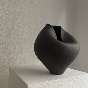 Black Organic Ceramic Vase Sculptural Decor
