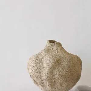 Large Beige Ceramic Vase Minimalist Decor